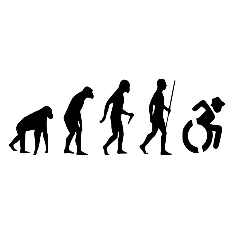 Wheelchair evolution for rollers. Wheelchair humor #