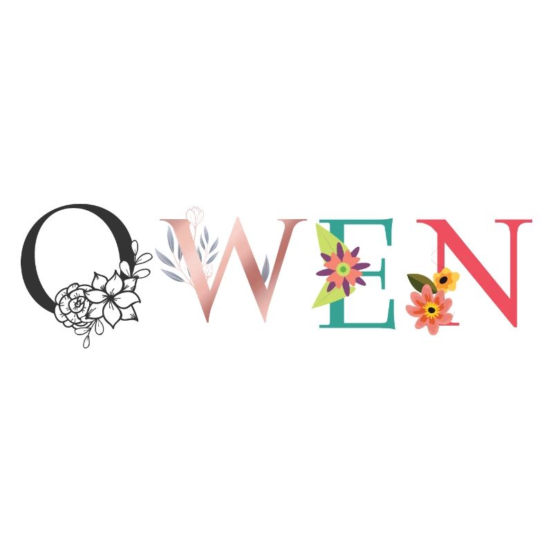 OWEN Name Art avec fleurs brodées