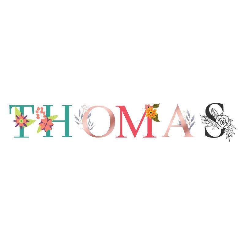THOMAS ART DU NOM AVEC FLEURS BRODÉES