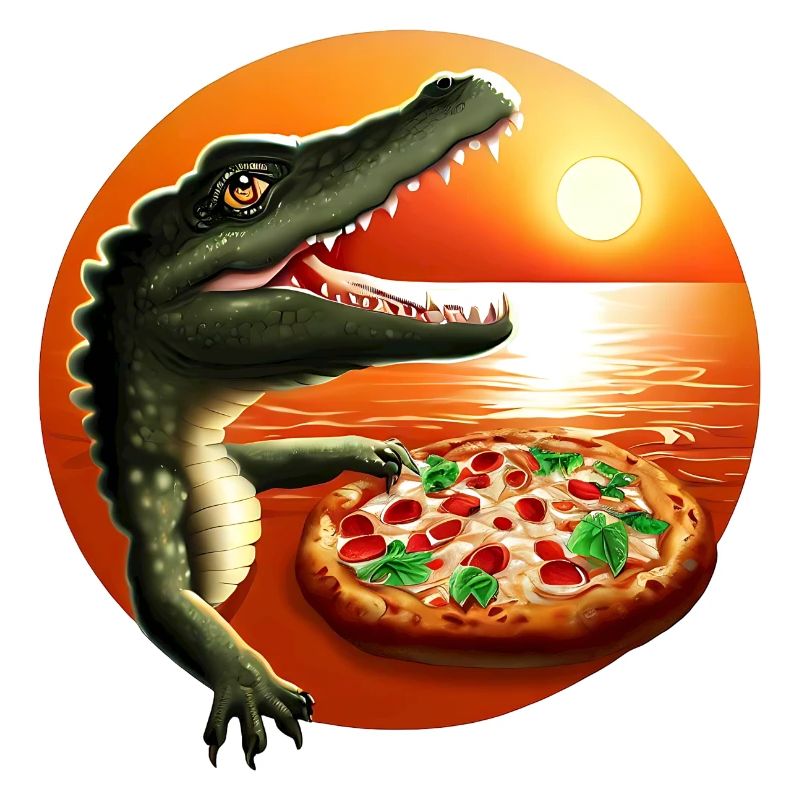 Sunset with pizza crocodile