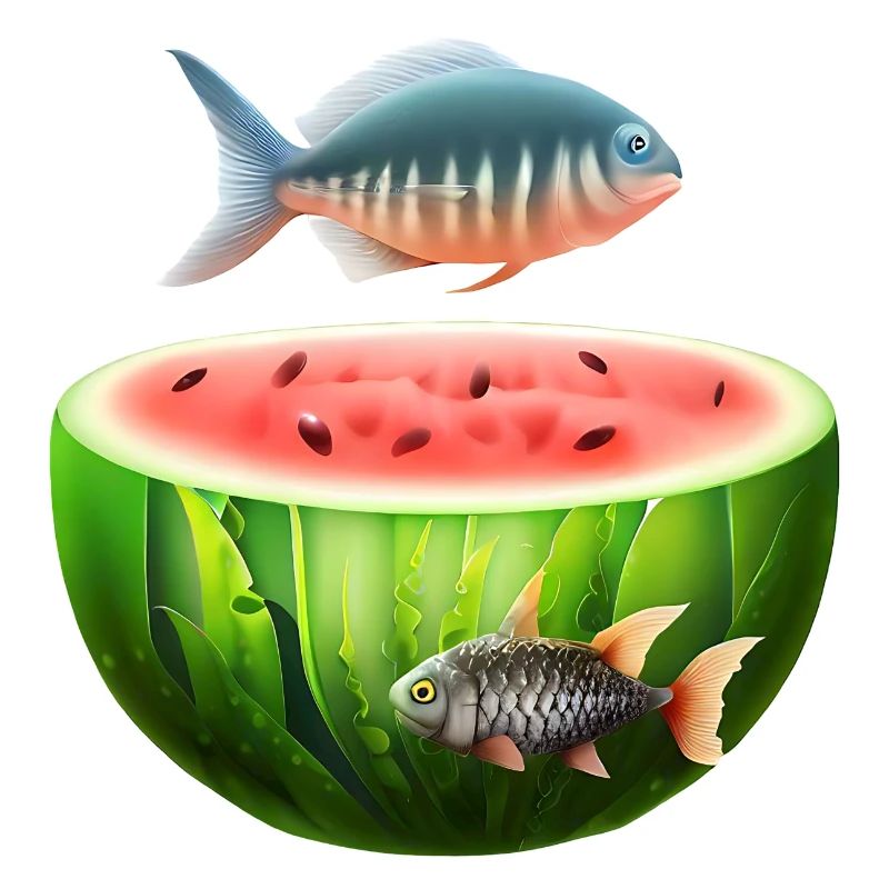 Watermelon aquarium with fish