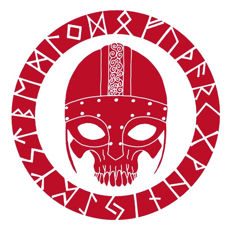 Rotes Wikinger-Todeskopf