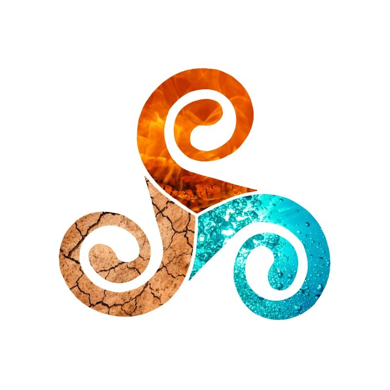 Celtic symbol 3 elements, fire, water and earth