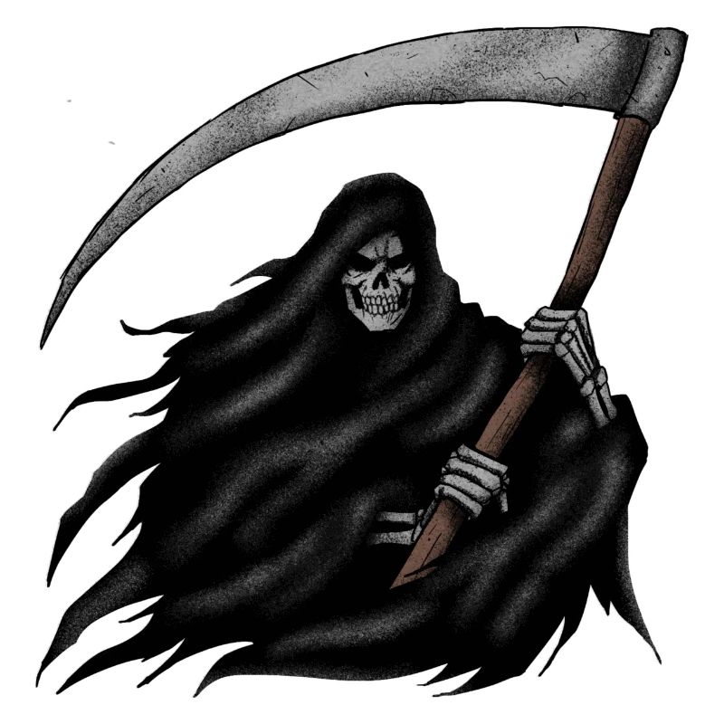 Grim Reaper with Scythe on Black Background