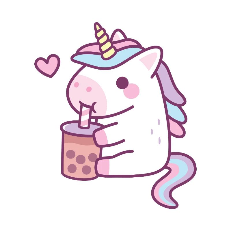Süßes Einhorn liebt es, Bubble Tea zu trinken