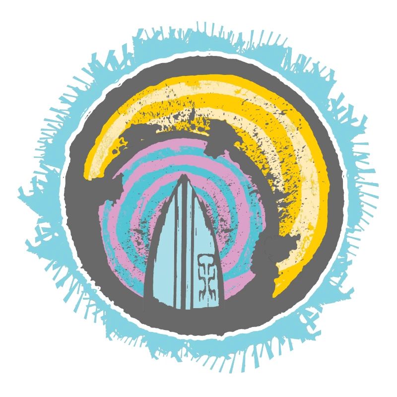 Abstract Surfer Motif on Colored Backdrop