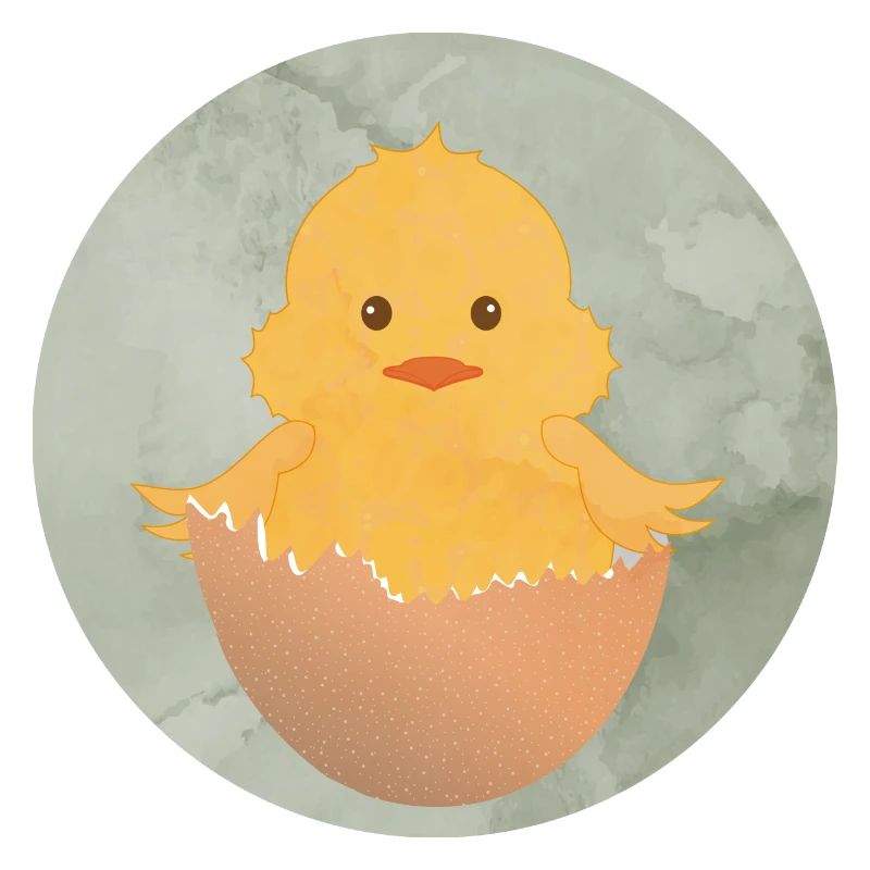 newly hatched chick in the eggshell
