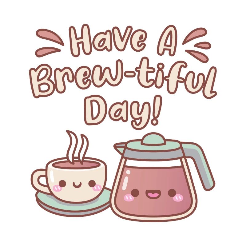 Cute Hot Coffee Have A Brewtiful Day Coffee Pun