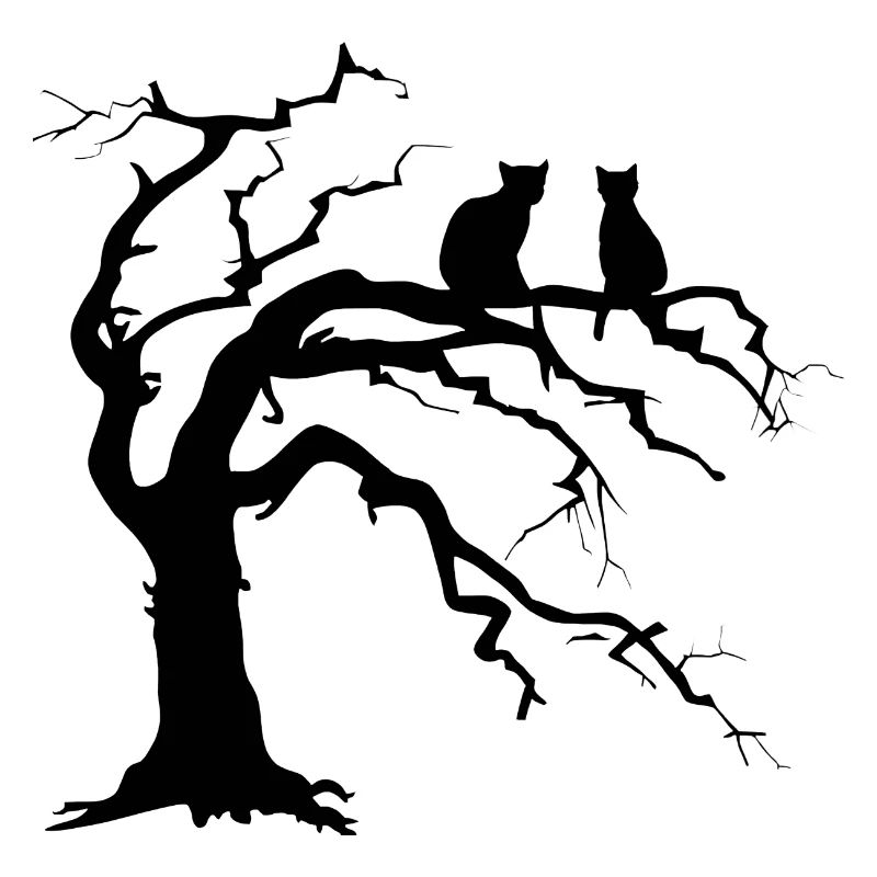 Arbre mort avec 2 silhouettes de chats