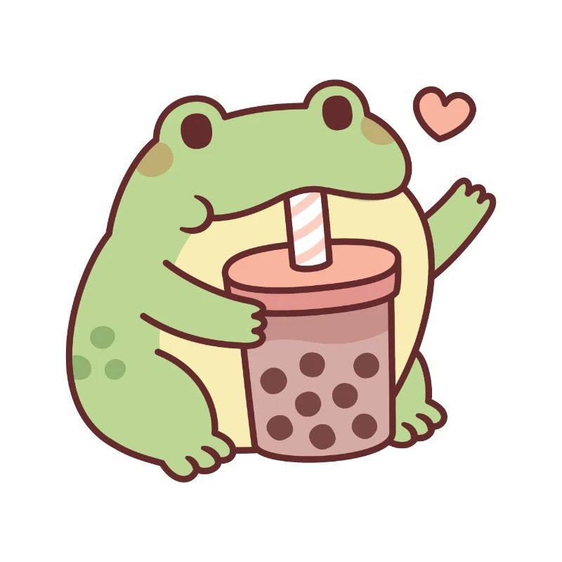 Cute Frog Loves Drinking Bubble Tea