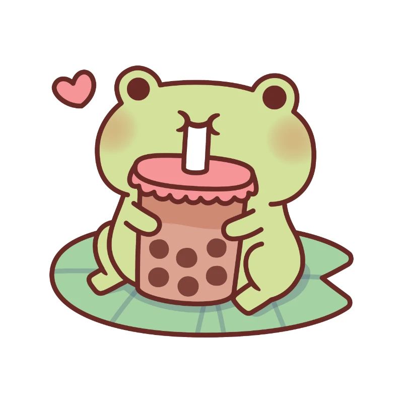 Cute Frog Loves Drinking Bubble Tea
