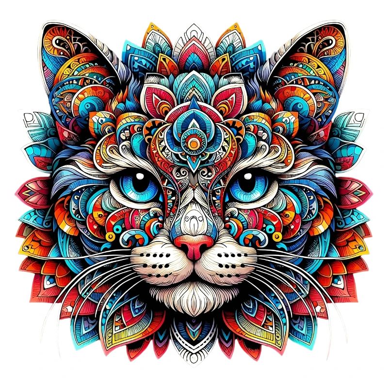 Chat décoré de Mandalas