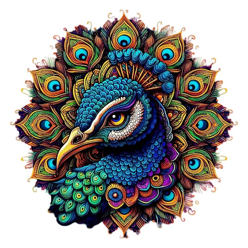 Peacock decorated with Mandalas