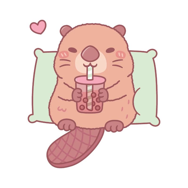 Cute Beaver Chilling With Bubble Tea