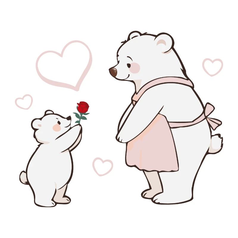 Mutter und Kind Bären Muttertag Herzen