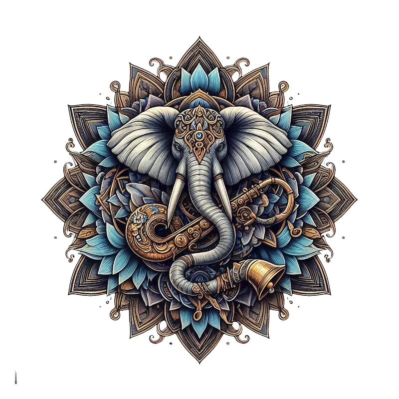 Mandala d’éléphants dans le style steampunk