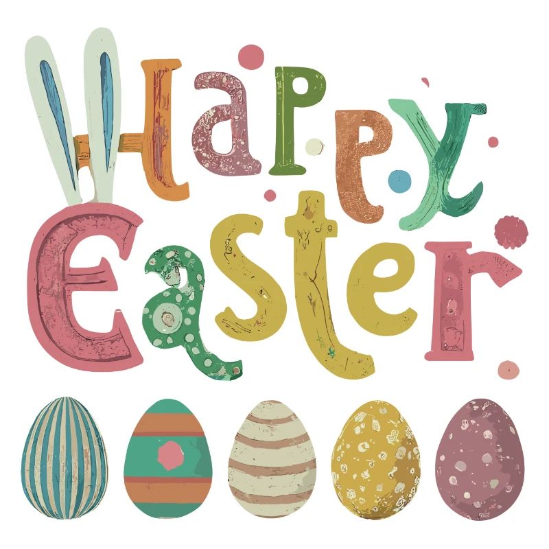 Colorful Easter egg with cheerful details