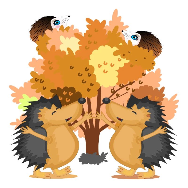 ILLUSTRATIONS D’ANIMAUX HÉRISSON ARBRE D’AUTOMNE