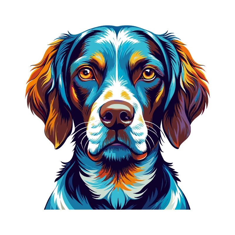 Ariege Pointer Dog Breed Colorful Cartoon Kawaii