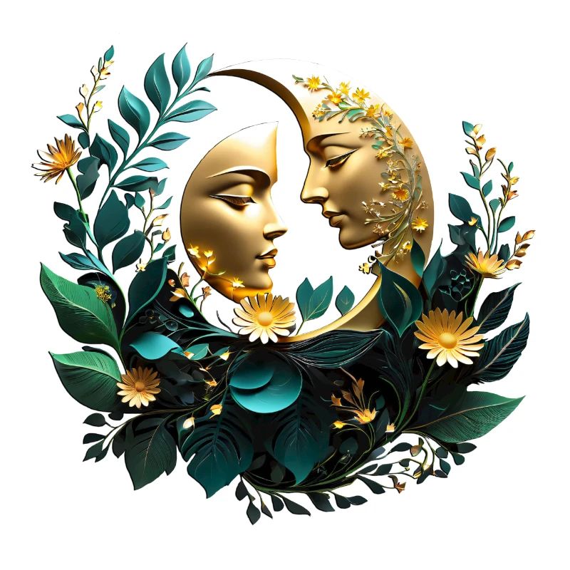 Two decorated crescent moons