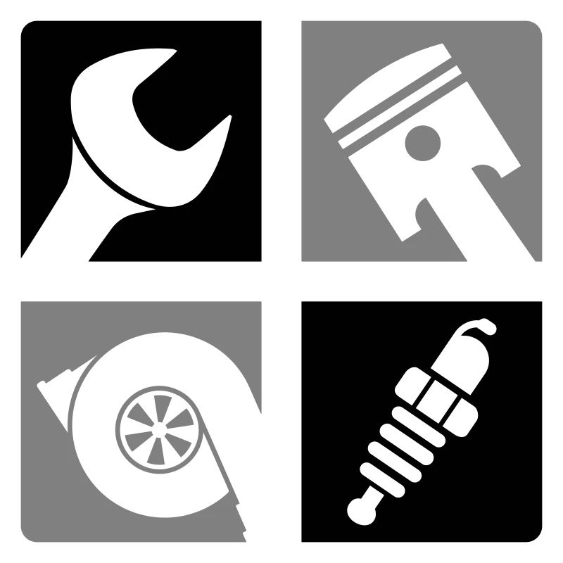 Wrench Piston Turbo Spark Plug Emblem