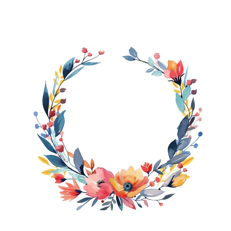 Colorful, flower wreath, customizable