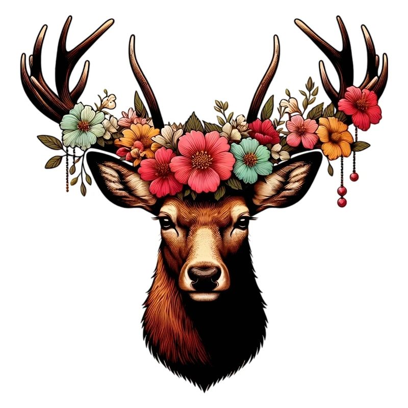Hirsch mit Blumen