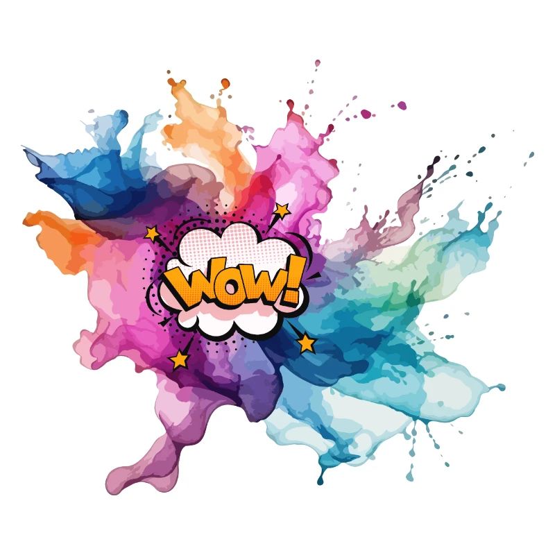 Bold Pop Art Explosion with "Wow" Text