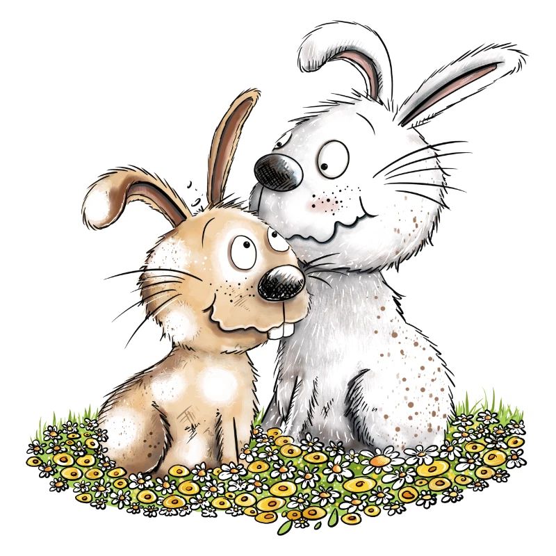 Droll Bunnies I Bunny Motif Rabbit