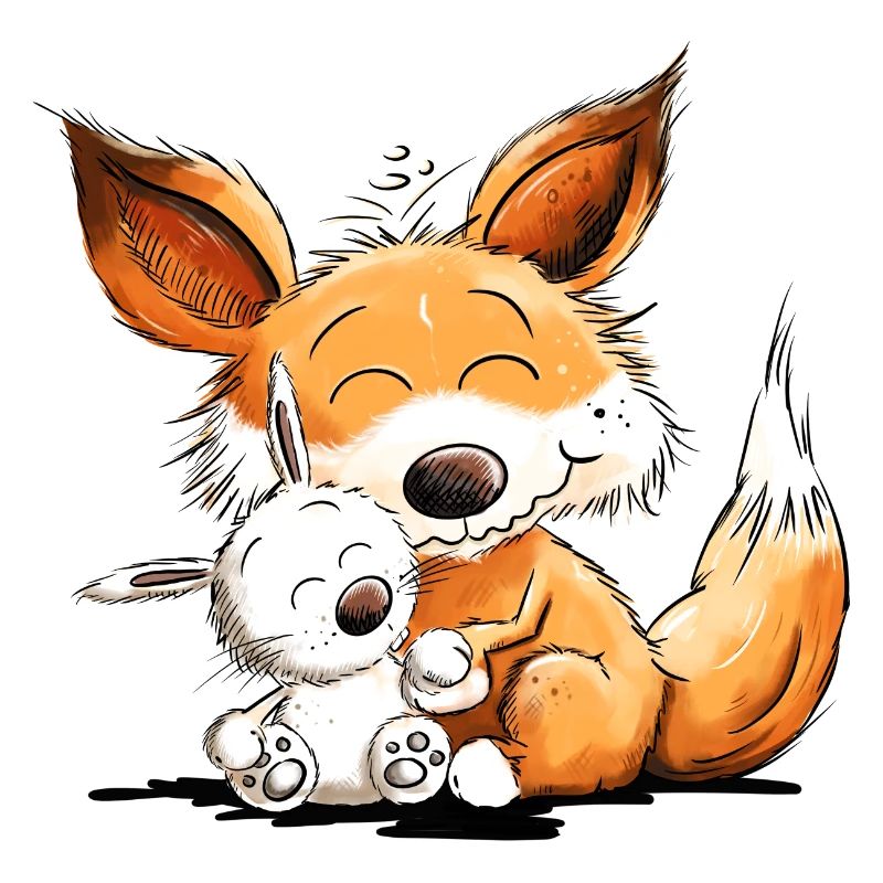 Fuchs Mit Hase Freundschaft Team Wildtier