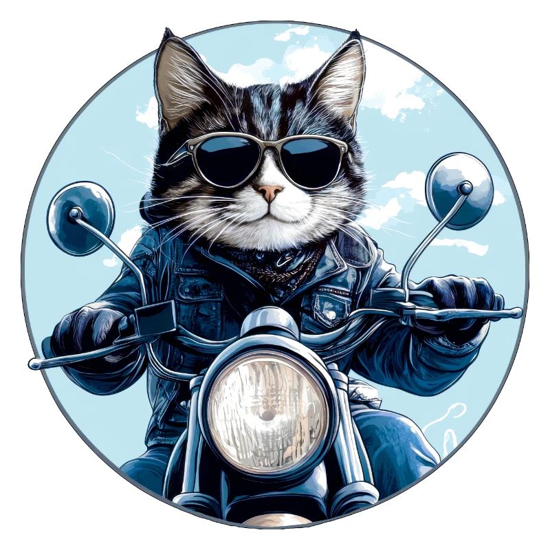 Katze Motorradfahrer