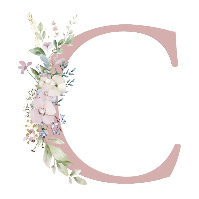 C Monogram, Floral, Customizable