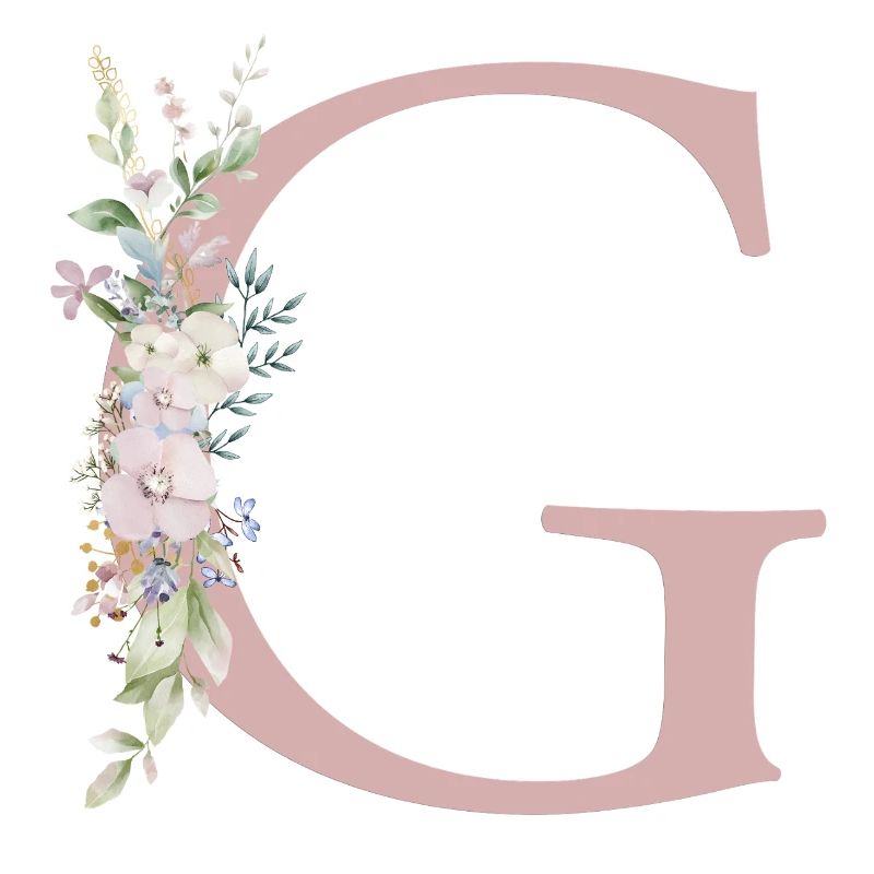 G Monogramm, Floral, personalisierbar