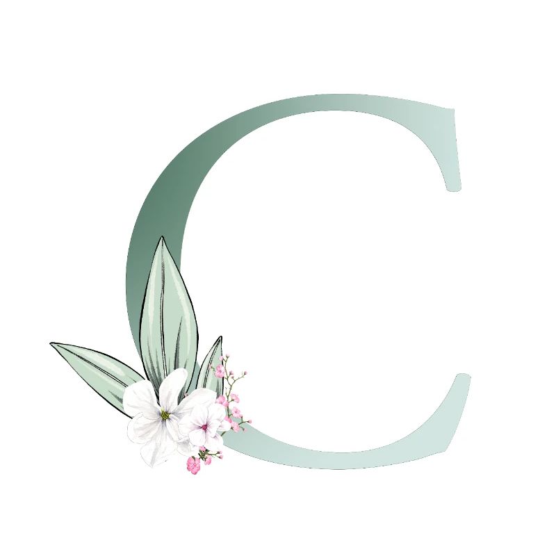 C Monogram, Floral, Customizable