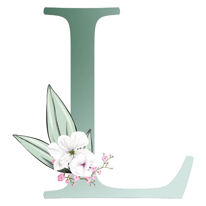 L Monogramm, Floral, personalisierbar