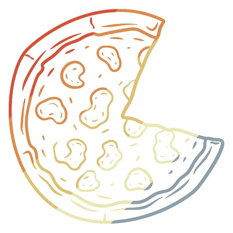 Pizza Line Art Retro