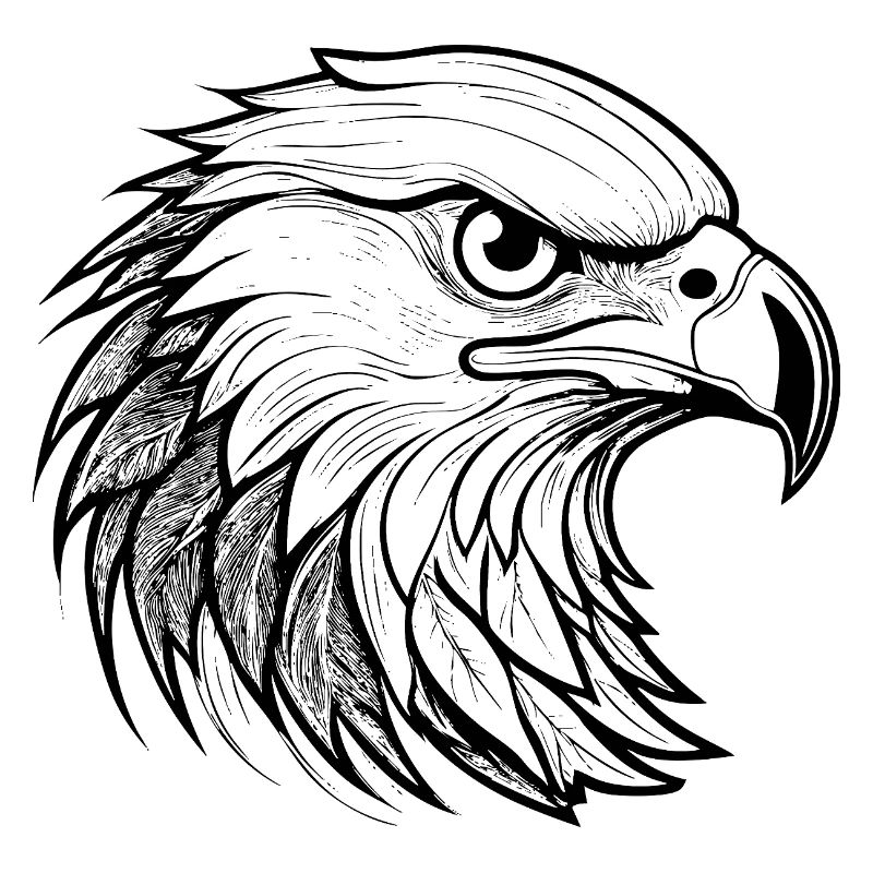 Graphic eagle head in black and white design