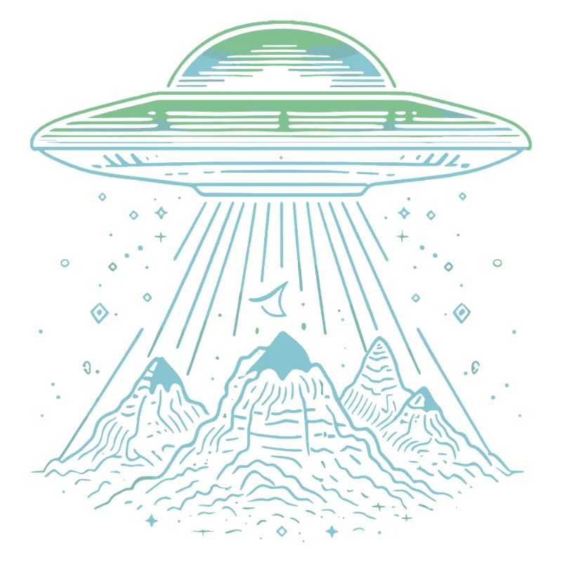 UFO Mountain Abduction - Mysterious Sci-Fi Design