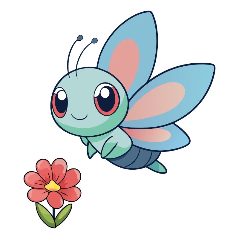 Bébé libellule colorée proche d'une fleur