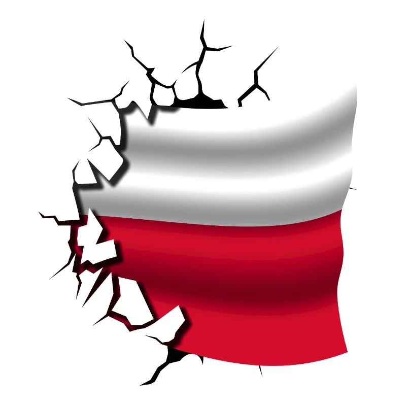 Drapeau de la Pologne - Pologne - Drapeau Broken Design