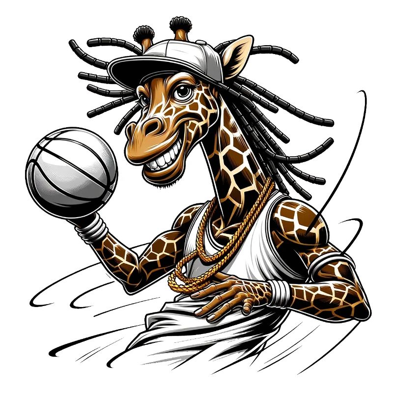 Hipster Giraffe with Microphone and Dreadlocks
