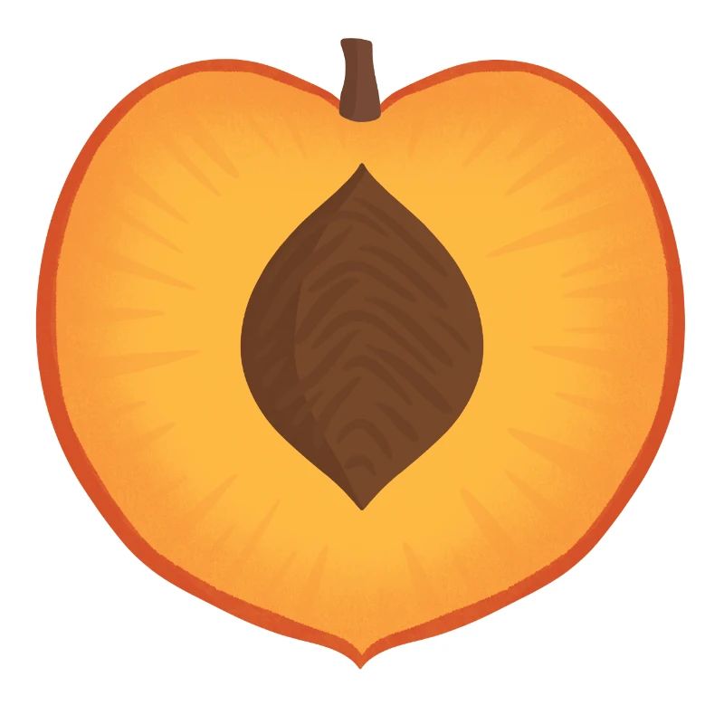 Lebendiger Pfirsich mit Samendetail