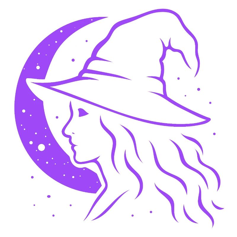 Silhouette de sorcière lune Witchcore Motif
