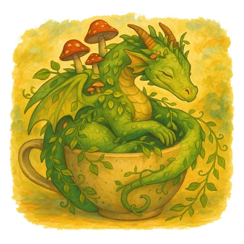 Whimsical Forest Dragon in Cup