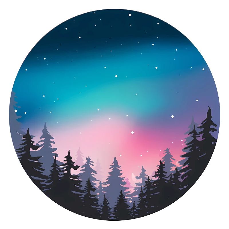 Nachthimmel, Aurora, Waldlandschaft