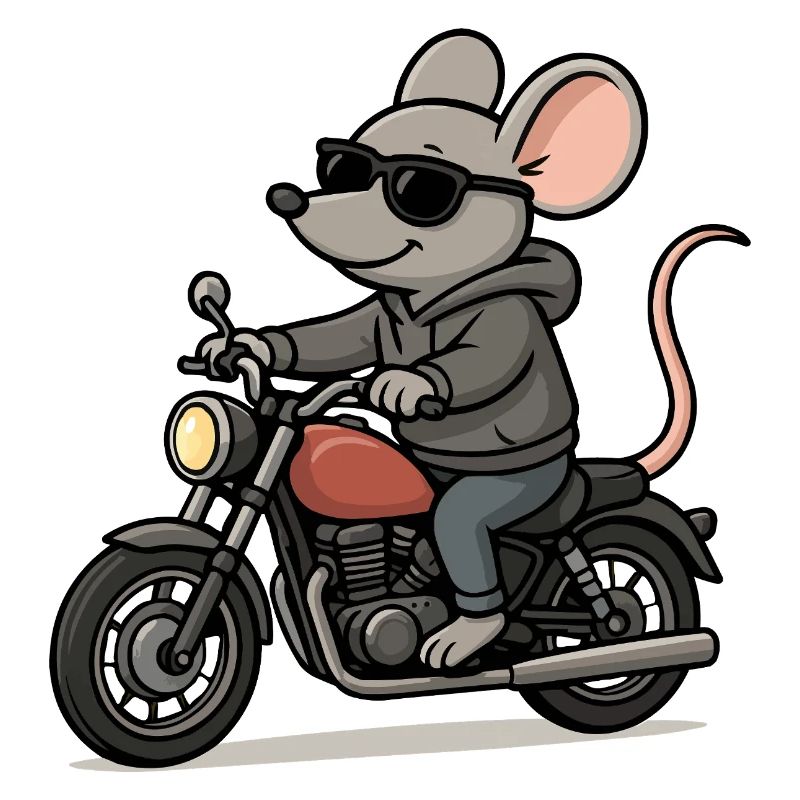 Stylish mouse on motorcycle