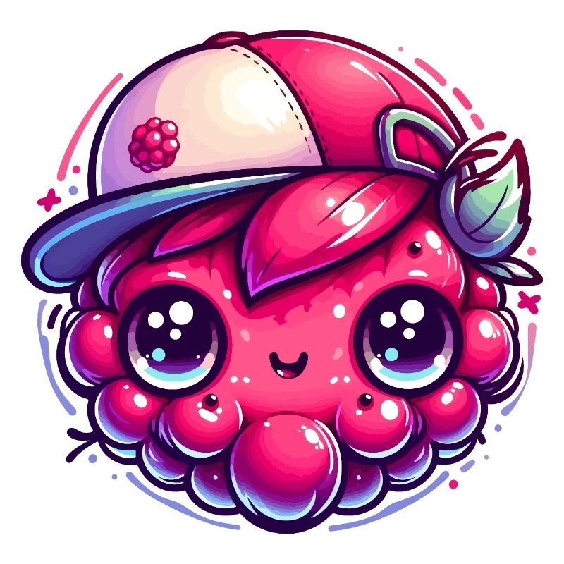 Raspberry Kawaii with Colorful Cap