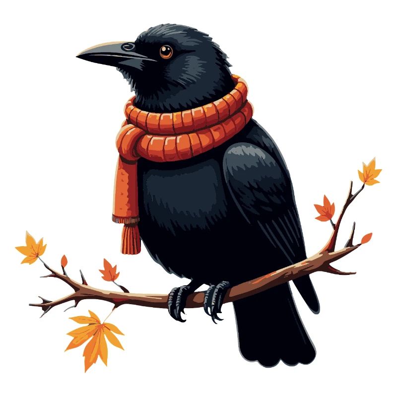 Herbstkrähe im Schal