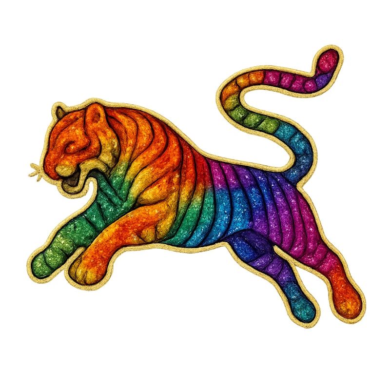 Regenbogen Tiger Patch Design