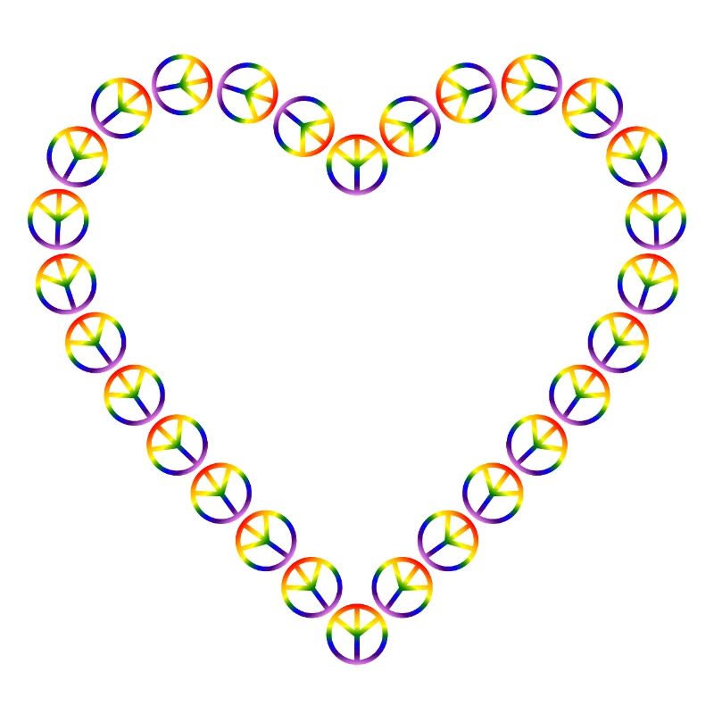 Rainbow Peace Heart Pattern